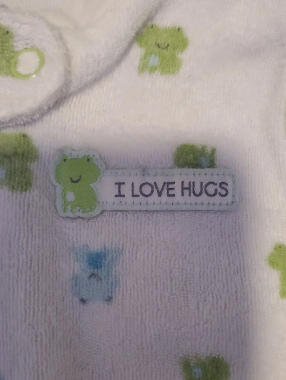 Carter's White Footed Sleep and Play with Green and Blue Frogs Pattern